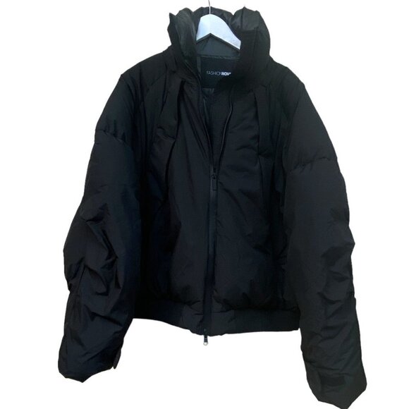 Puffer Jacket Plus Size 2X Black Winter Coat Womens Bomber - Picture 2 of 11